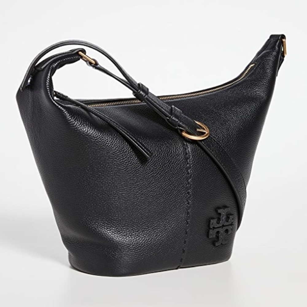 Tory Burch Black McGraw Zip Bucket Bag NWOT - Picture 6 of 16